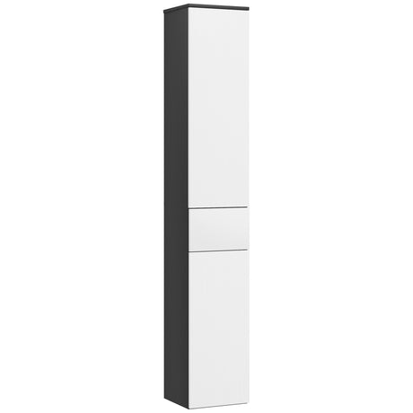 easycomfort easycomfort colonna bagno salvaspazio in legno con 2 armadietti e cassetto 30x28x180 cm nero