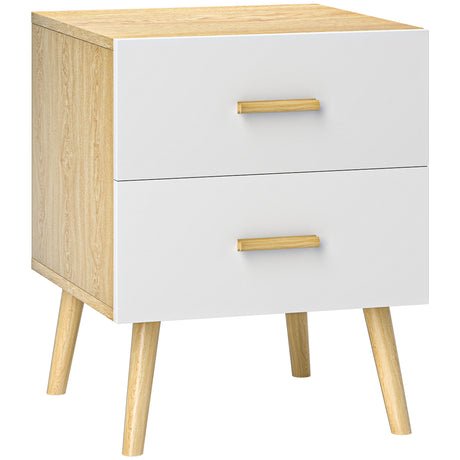 easycomfort easycomfort comodino con 2 cassetti in legno in stile scandinavo 40x40x50 cm rovere