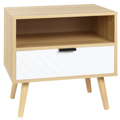 easycomfort easycomfort comodino moderno con cassetto estraibile e ripiano aperto in legno 50x39 5x49 5 cm bianco e color legno