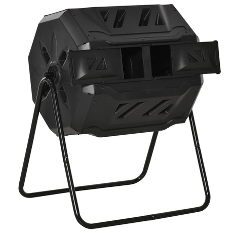 easycomfort easycomfort compostiera da giardino girevole a 2 sezioni con 8 prese daria compostiera domestica in acciaio e pp 160 l per compostaggio rifiuti organici 71x65x96 cm nero