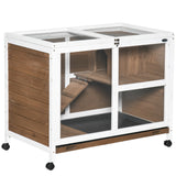 easycomfort easycomfort conigliera a 2 livelli con casetta rampa e vassoio estraibile in legno di abete 91 5x53 3x73 cm marrone