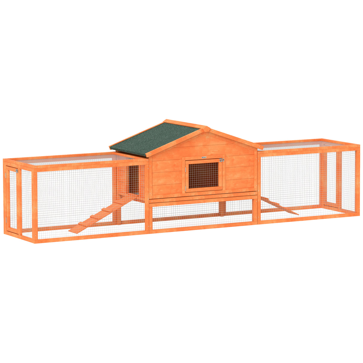 easycomfort easycomfort conigliera da esterno con casetta rampe e 2 recinti in legno 309x69 5x87cm arancione