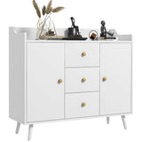 easycomfort easycomfort credenza moderna in legno con 3 cassetti e 2 armadietti a 2 livelli 90x32x80 cm bianco