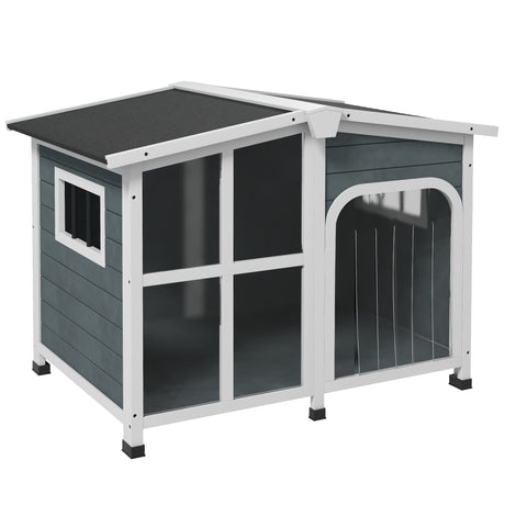 easycomfort easycomfort cuccia per cani taglia media da esterno con tetto apribile in legno 101x66 5x70 5 cm grigio