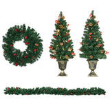 easycomfort easycomfort decorazioni natalizie set 4 pezzi con 2 alberelli di natale 40x90 cm ghirlanda natalizia e corona di natale