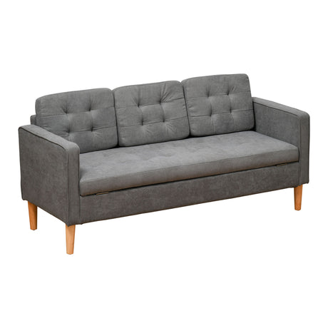 easycomfort easycomfort divano 3 posti moderno in tessuto grigio con vano contenitore e design scandinavo grigio 166 5x62x82cm ean 8055776915326
