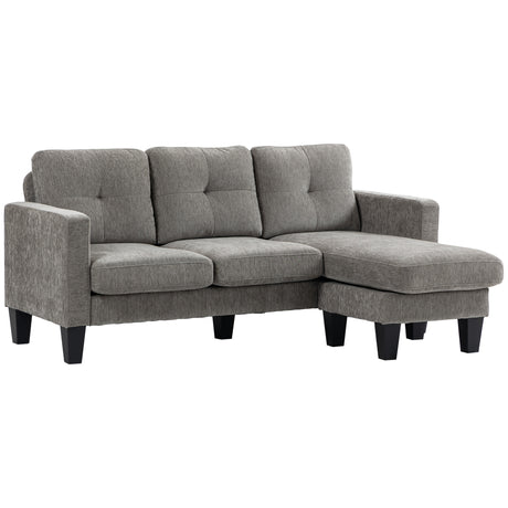 easycomfort easycomfort divano angolare 3 posti con cuscino per seduta e schienale in tessuto effetto ciniglia 186x130x84 cm tortora