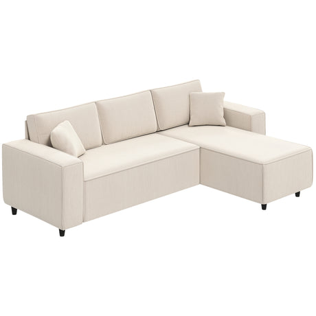 easycomfort easycomfort divano con penisola a 3 posti in tessuto effetto velluto schiuma e nylon 241x153x83 cm bianco crema