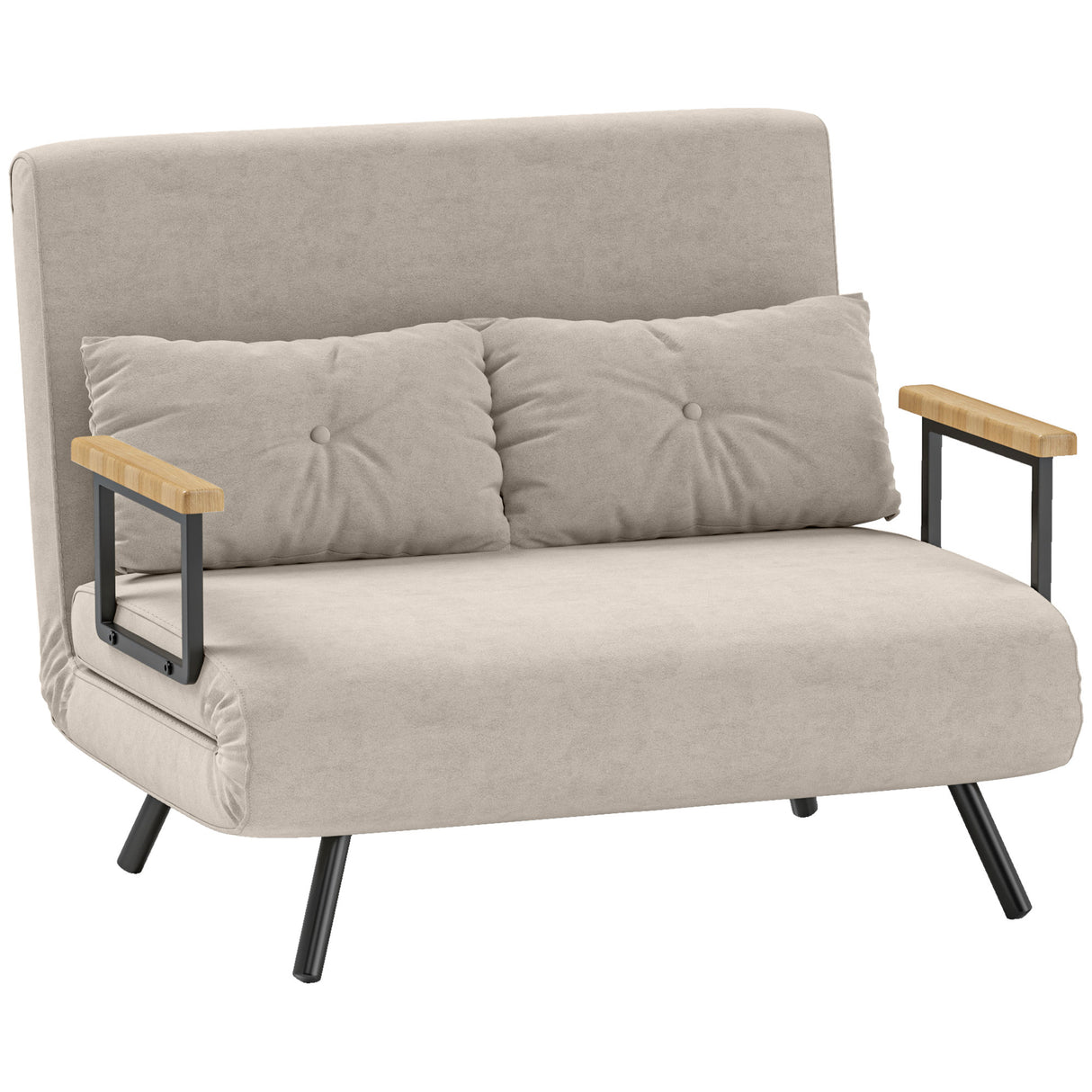 easycomfort easycomfort divano letto 3 in 1 in tessuto effetto velluto con schienale regolabile e 2 cuscini 102x73x81 cm bianco crema