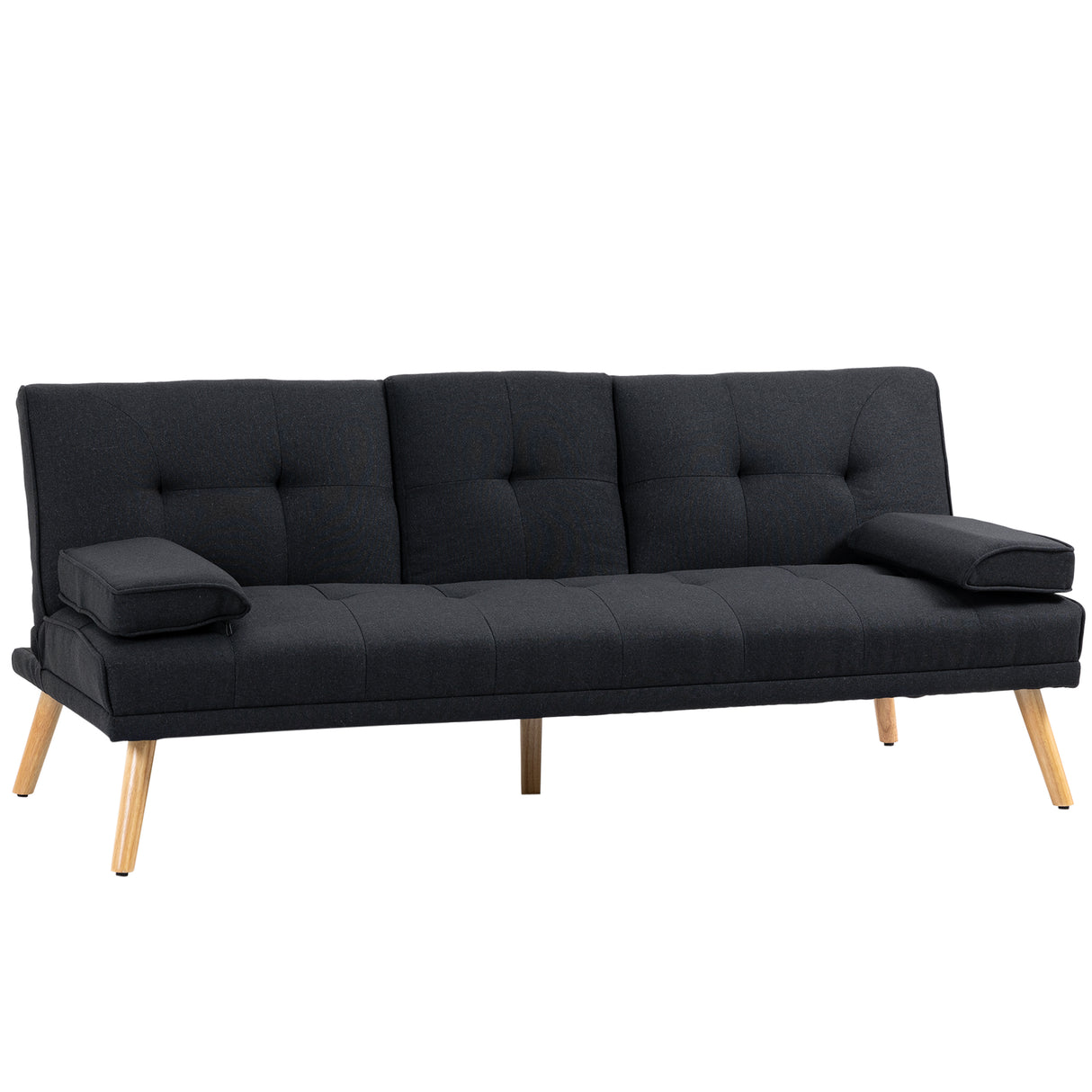 easycomfort easycomfort divano letto 3 posti reclinabile con rivestimento effetto lino e tavolino a ribalta grigio