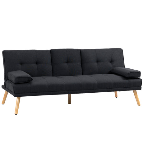 easycomfort easycomfort divano letto 3 posti reclinabile con rivestimento effetto lino e tavolino a ribalta grigio