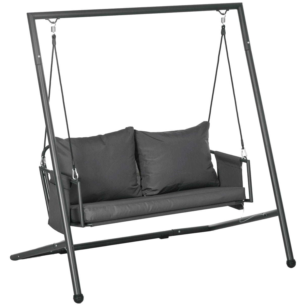 easycomfort easycomfort dondolo da giardino 2 posti con cuscini e tasche in acciaio e textilene 168x117x181 cm grigio scuro