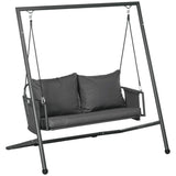 easycomfort easycomfort dondolo da giardino 2 posti con cuscini e tasche in acciaio e textilene 168x117x181 cm grigio scuro
