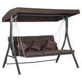 easycomfort easycomfort dondolo da giardino 3 posti con cuscini seduta chaise longue e tettuccio 198x118x168 cm marrone