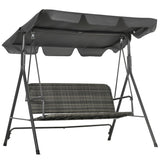 easycomfort easycomfort dondolo da giardino 3 posti con tettuccio regolabile in rattan pe 167x112x153cm grigio scuro