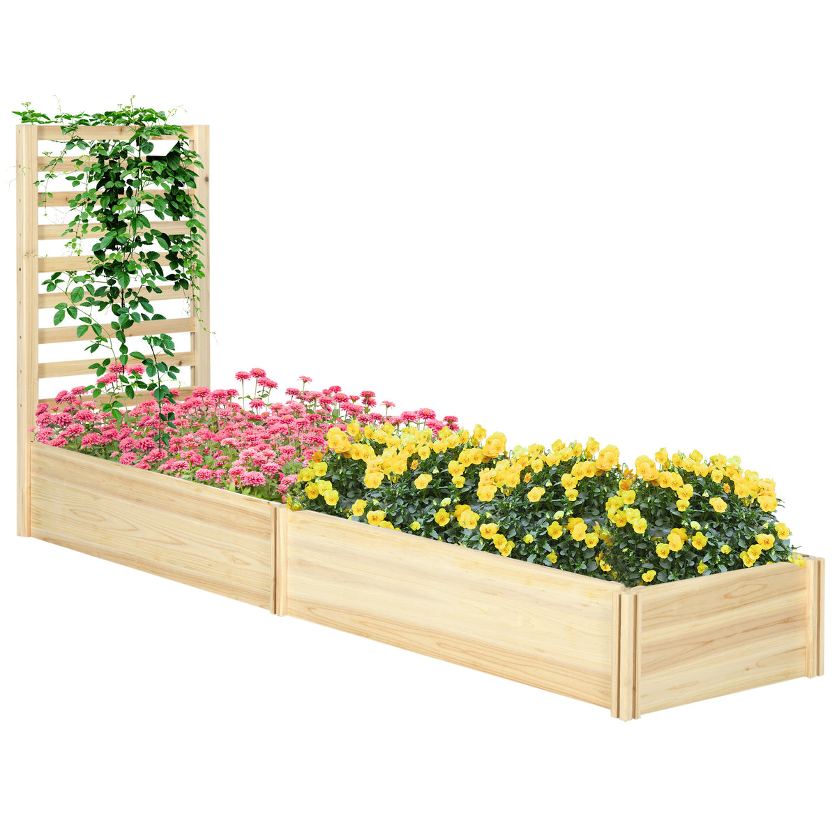 easycomfort easycomfort fioriera con traliccio per rampicanti e fondo aperto in legno di abete 230x60x110 cm color legno