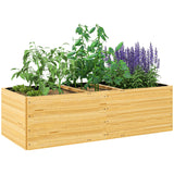 easycomfort easycomfort fioriera da esterno in legno di abete divisa in 3 aree con strato in tessuto non tessuto 140x60x40 cm