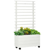 easycomfort easycomfort fioriera verticale con 4 ruote e traliccio per piante rampicanti in legno 76x30x155cm bianco