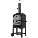 easycomfort easycomfort forno per pizza e barbecue a carbone portatile in acciaio con camino e ruote 63x54x161 cm nero