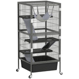 easycomfort easycomfort gabbia per piccoli animali a 4 livelli con rampe piattaforme amaca e ruote 52x52x115 cm grigio