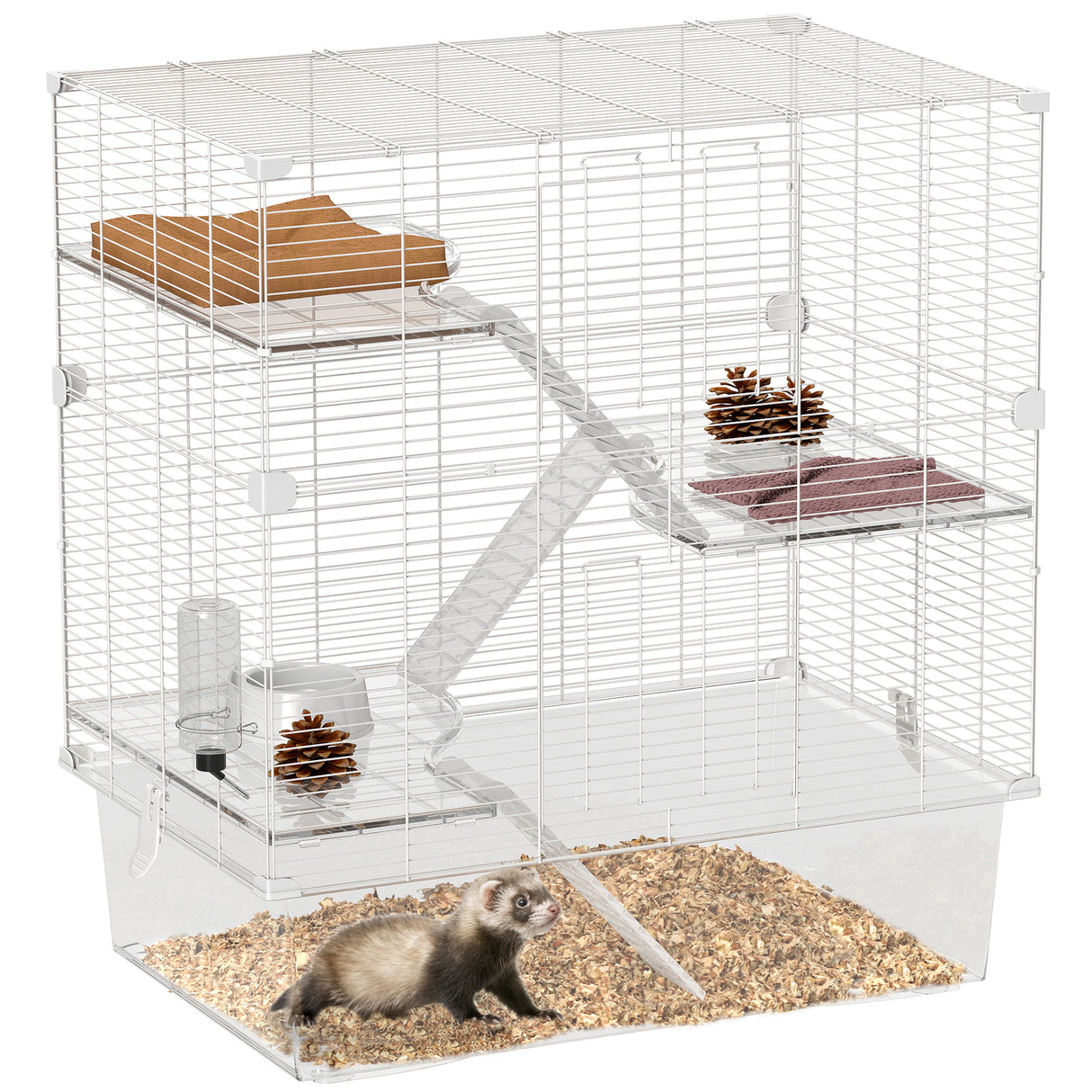easycomfort easycomfort gabbia per roditori multilivello con accessori inclusi in acciaio pet e ps 73x47x80 cm bianco