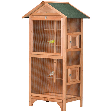 easycomfort easycomfort gabbia per uccelli in legno e metallo a 3 aperture con 4 posatoi e vassoio rimovibile 80 5x57x153 cm arancione
