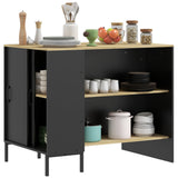 easycomfort easycomfort isola da cucina con ripiani portacoltelli e armadietto con anta scorrevole 14 5x70x90cm nero