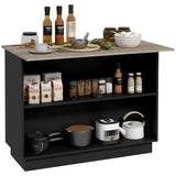 easycomfort easycomfort isola per cucina con 2 ripiani aperti e 2 armadietti in mdf 105x60x82 cm color rovere e nero