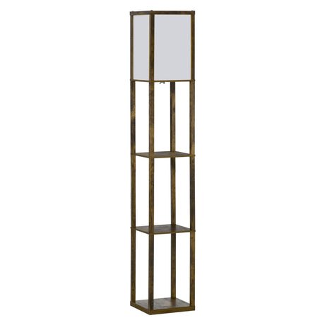 easycomfort easycomfort lampada da terra con 3 mensole integrate attacco e27 potenza 40w 26x26x160cm colore legno