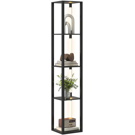 easycomfort easycomfort lampada da terra con 4 ripiani 3 luminosita regolabili e interruttore a pedale 29x29x163 cm nero