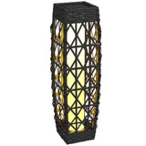easycomfort easycomfort lampada solare da giardino con illuminazione led in acciaio e rattan pe 20x20x68 cm grigio