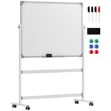 easycomfort easycomfort lavagna magnetica bianca a 2 facce con accessori e 4 ruote in alluminio e acciaio 127x50x165 cm