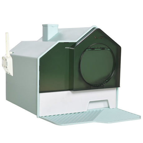 easycomfort easycomfort lettiera per gatti chiusa con vassoio estraibile tappetino e paletta 47x45x42cm azzurro