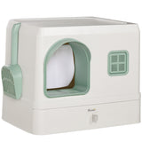 easycomfort easycomfort lettiera per gatti coperta con deodoranti vassoio e paletta in abs e pp 50x40x40 cm verde e bianco