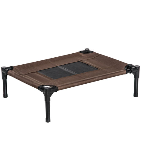 easycomfort easycomfort lettino per cani rialzato con seduta traspirante in acciaio e tessuto 61x46x18 cm nero e caffe