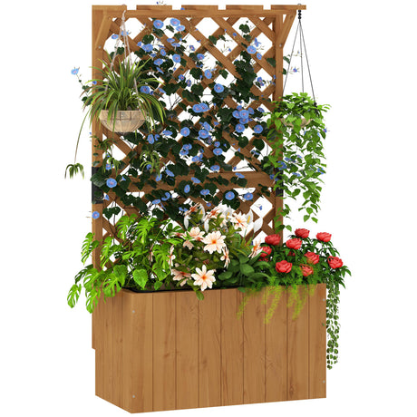 easycomfort easycomfort letto per orto rialzato con traliccio per rampicanti e pergola superiore 64x33x122 cm legno