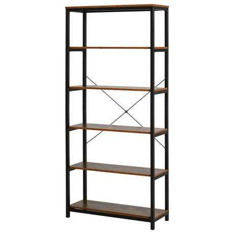 easycomfort easycomfort libreria verticale in stile industriale vintage scaffale salvaspazio con 6 mensole in legno e metallo nero 80x30x180cm ean 8054144131009