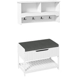 easycomfort easycomfort mobile appendiabiti a muro con panca scarpiera per ingresso e corridoio 80x20x40 cm bianco