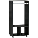 easycomfort easycomfort mobile appendiabiti con barra in alluminio e 2 ripiani aperti in truciolato 60x40x128 cm nero
