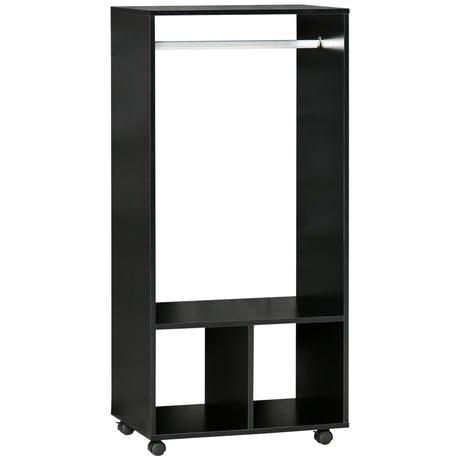 easycomfort easycomfort mobile appendiabiti con barra in alluminio e 2 ripiani aperti in truciolato 60x40x128 cm nero