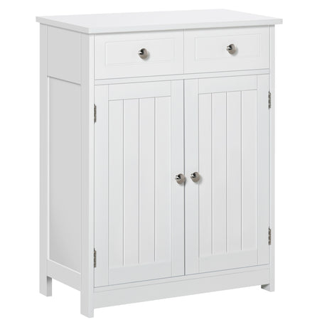 easycomfort easycomfort mobile bagno a 2 ante con ripiano regolabile e 2 cassetti in legno 60x30x75 cm bianco