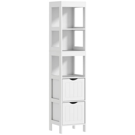 easycomfort easycomfort mobile bagno con 3 ripiani aperti e 2 cassetti in legno 30x30x141 2 cm bianco