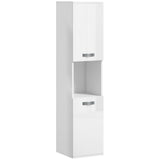 easycomfort easycomfort mobile bagno in legno a parete con 2 armadietti 2 ripiani e scaffale aperto 30x30x131 5 cm bianco