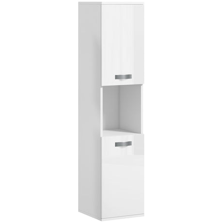 easycomfort easycomfort mobile bagno in legno a parete con 2 armadietti 2 ripiani e scaffale aperto 30x30x131 5 cm bianco