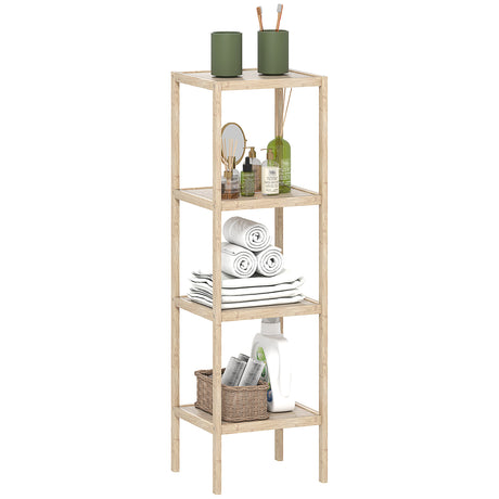 easycomfort easycomfort mobile bagno moderno a 4 livelli antiribaltamento in bambu 33x31x110 cm color legno