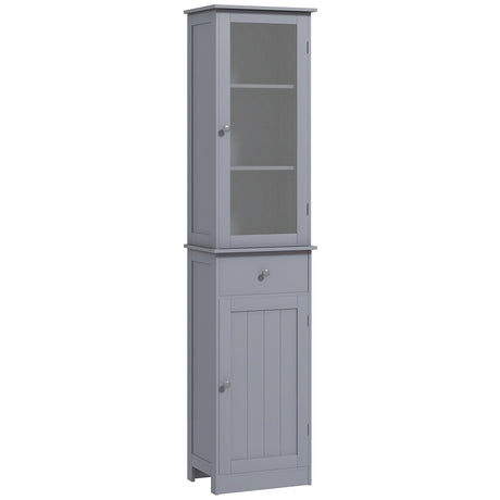 easycomfort easycomfort mobile colonna bagno salvaspazio con armadietto cassetto e ripiani in mdf 40x27x171 5cm grigio