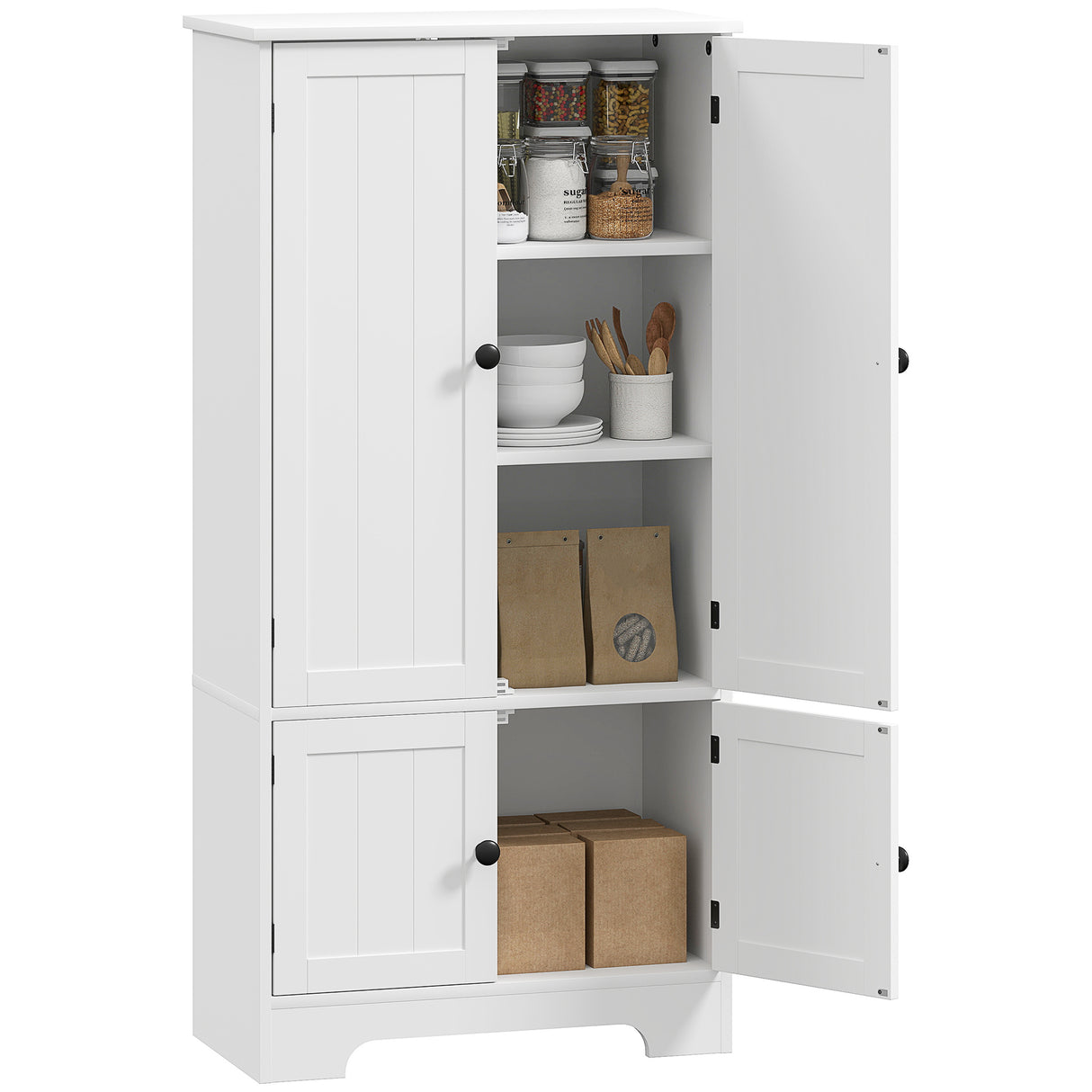 easycomfort easycomfort mobile credenza da cucina a 4 ante con 2 armadietti e ripiano regolabile 58 2x30x123 cm bianco