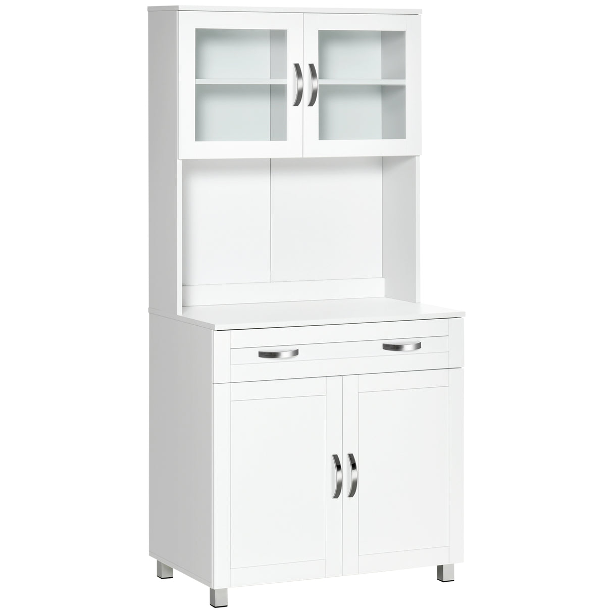 easycomfort easycomfort mobile cucina moderno con 2 armadietti ante in vetro e mensole regolabili 80x48x170 cm bianco