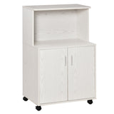 easycomfort easycomfort mobile cucina multiuso con ruote armadietto e ripiano per microonde credenza alta in legno truciolare 60 4x40 3x97cm bianco