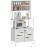easycomfort easycomfort mobile dispensa con ripiani armadietti e 2 prese di ricarica in legno e acciaio 80x42x171 cm bianco